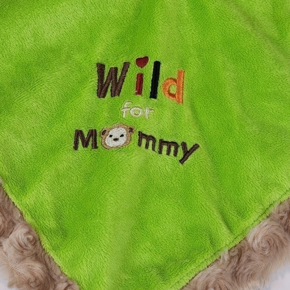 Okie Dokie Monkey Lovey Wild for Mommy Green  Security Blanket Rattle Satin - Picture 2 of 8